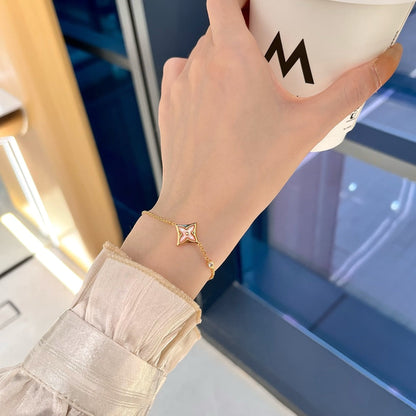 [Clover-Jewelry]STAR 1 DIAMOND PINK GOLD BRACELET