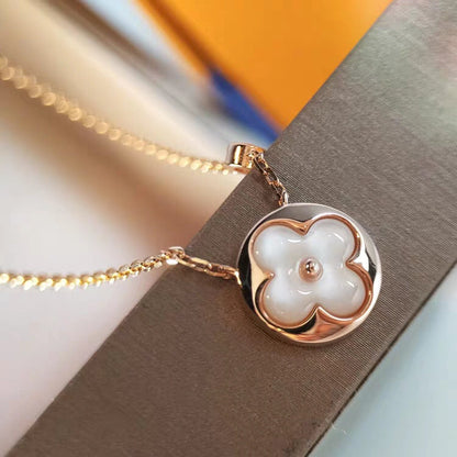 [Clover-Jewelry]SUN MOP GOLD 1 DIAMOND NECKLACE