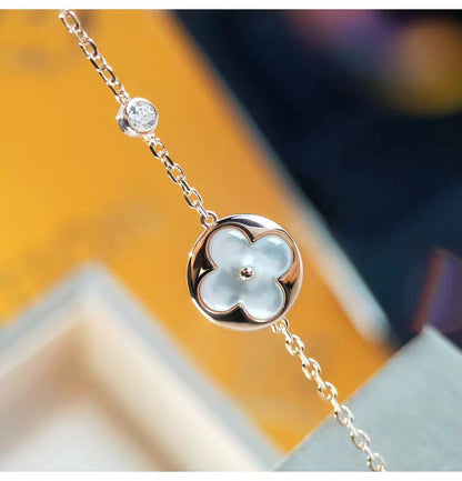 [Clover-Jewelry]SUN MOP GOLD 1 DIAMOND NECKLACE