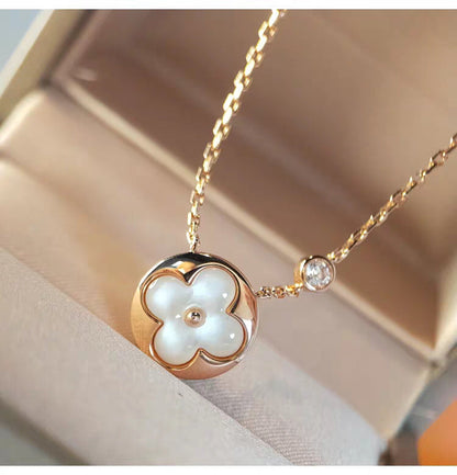 [Clover-Jewelry]SUN MOP GOLD 1 DIAMOND NECKLACE