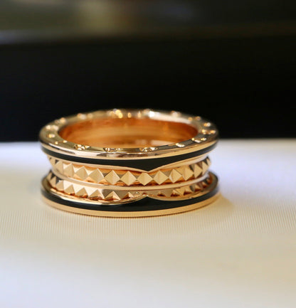 [Clover-Jewelry]ZERO 1 PINK GOLD BLACK CERAMIC RING