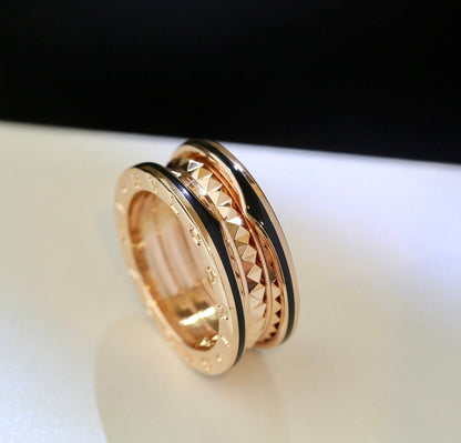 [Clover-Jewelry]ZERO 1 PINK GOLD BLACK CERAMIC RING