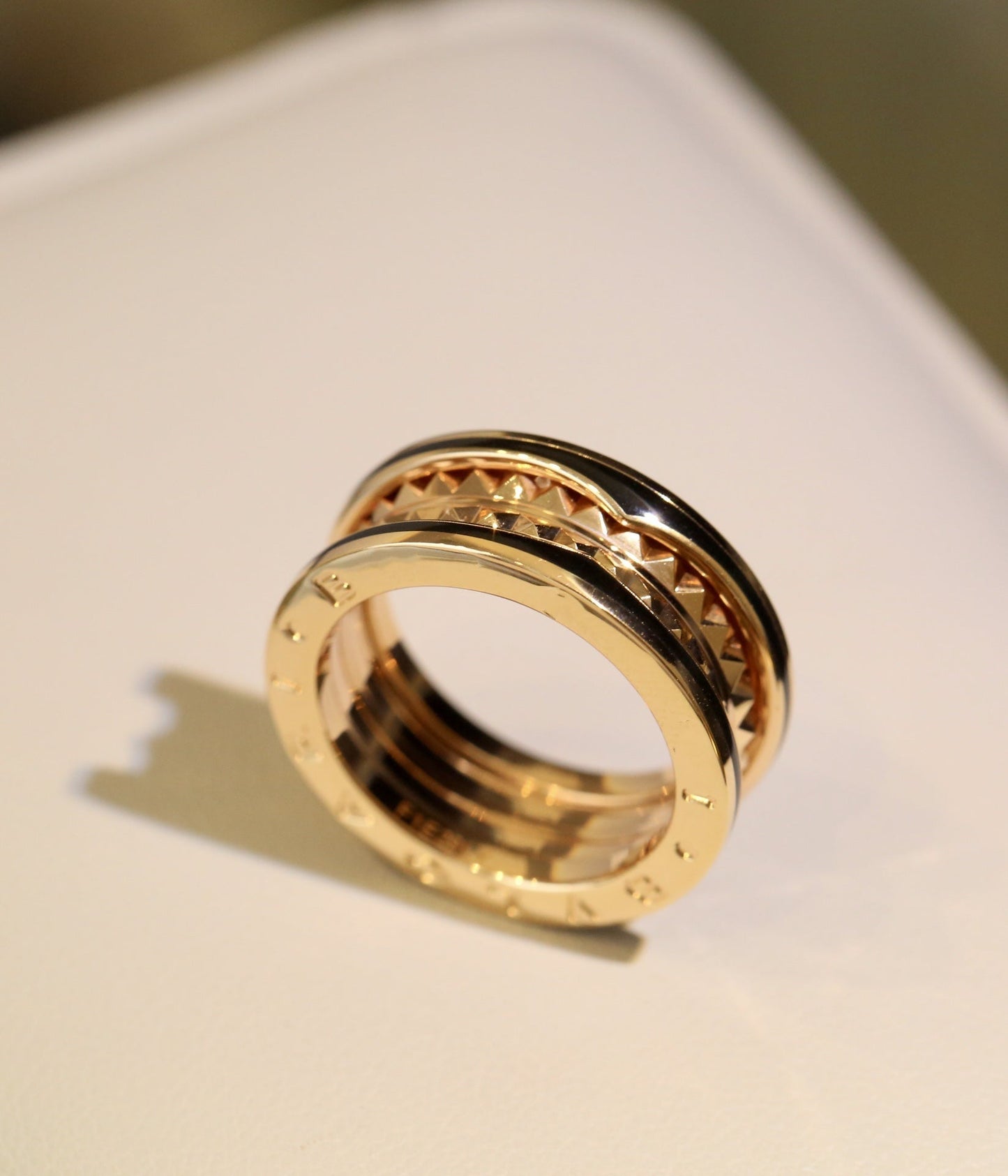 [Clover-Jewelry]ZERO 1 PINK GOLD BLACK CERAMIC RING