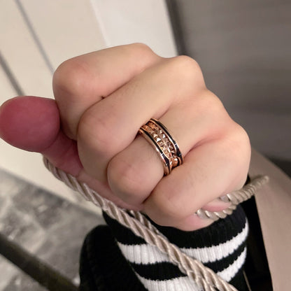 [Clover-Jewelry]ZERO 1 PINK GOLD BLACK CERAMIC RING