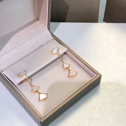 [Clover-Jewelry]DREAM EARRINGS 3 MOTIFS DIAMOND MOP PINK GOLD