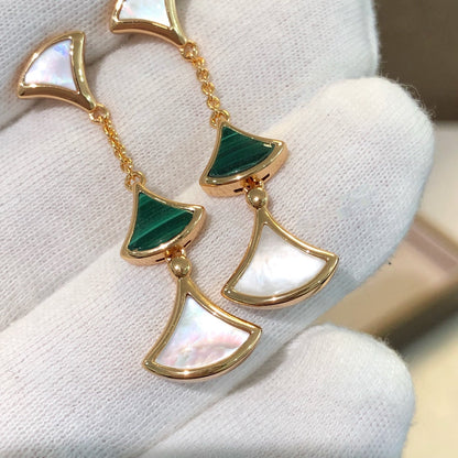 [Clover-Jewelry]DREAM EARRINGS 3 MOTIFS MALACHITE MOP PINK GOLD