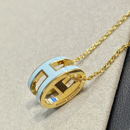 [Clover-Jewelry]POP H LIGHT BLUE NECKLACE