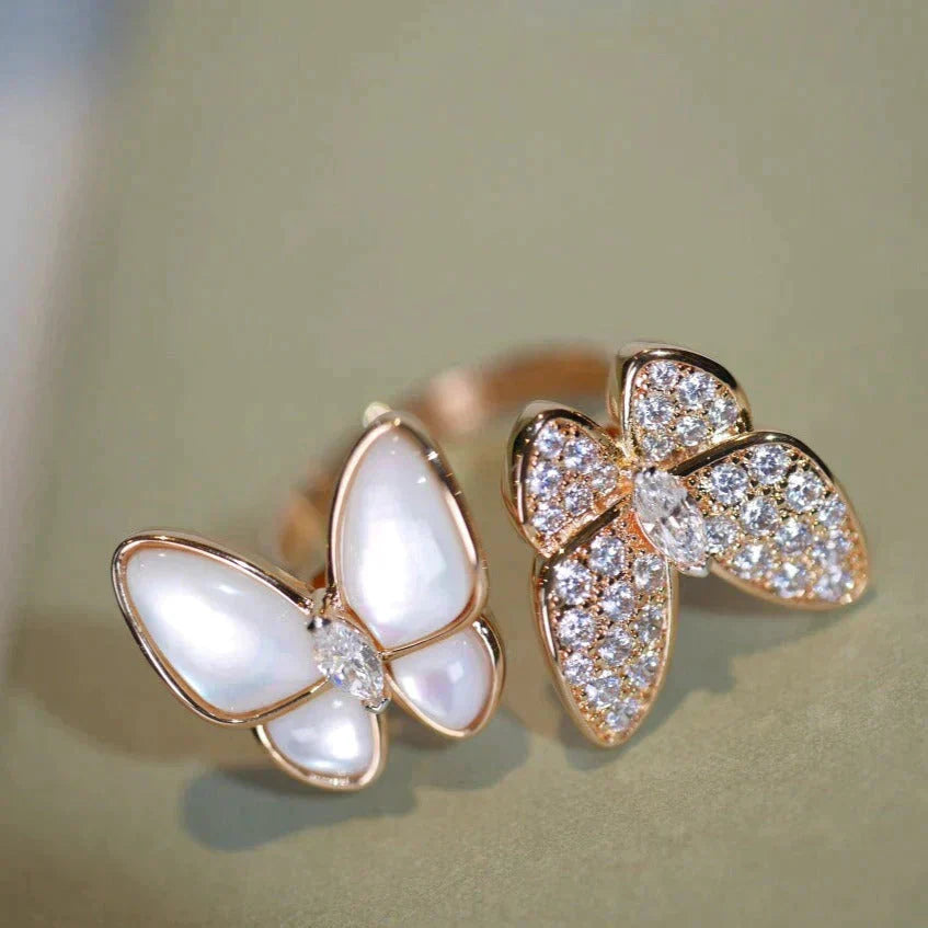 [Clover-Jewelry]TWIN BUTTERFLY DIAMOND MOP RING