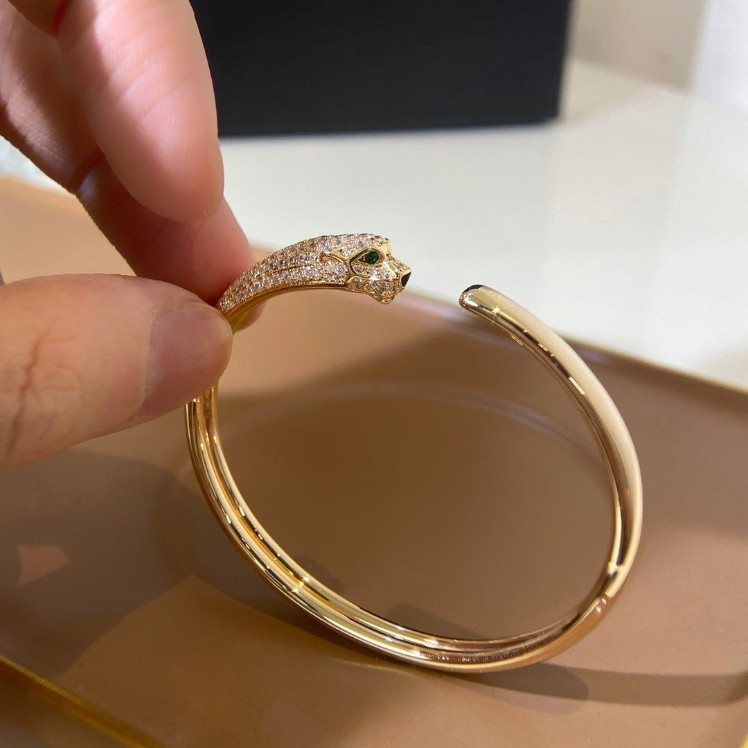 [Clover-Jewelry]PANTHERE GOLD DIAMOND OPEN BRACELET