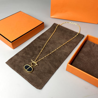 [Clover-Jewelry]CHAINE VERSO BLACK CERAMIC NECKLACE