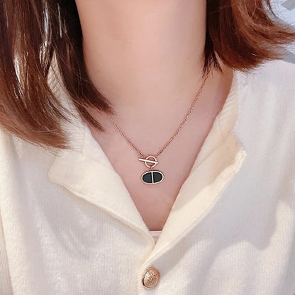 [Clover-Jewelry]CHAINE VERSO BLACK CERAMIC NECKLACE