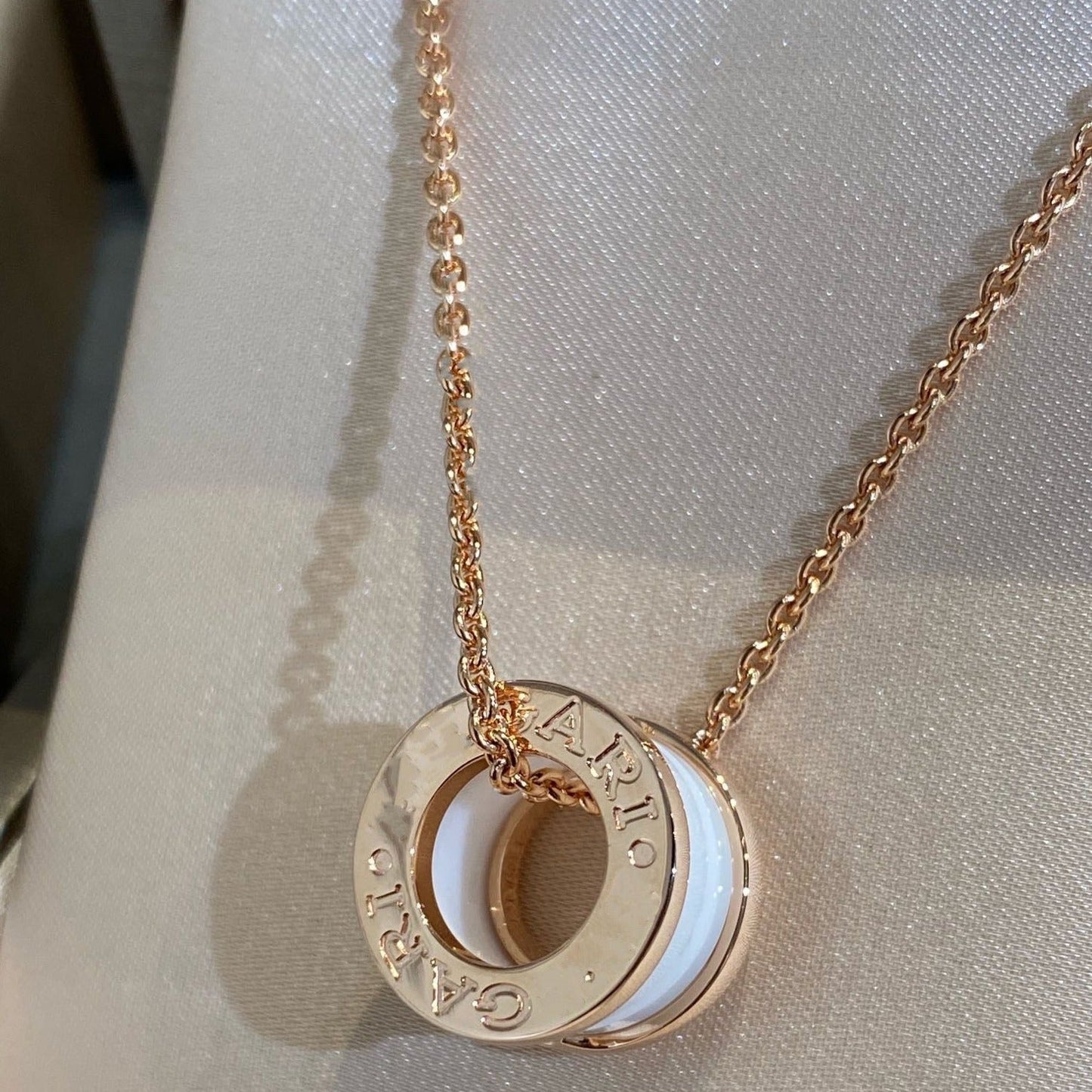 [Clover-Jewelry]ZERO 1 WHITE CERAMIC PINK GOLD NECKLACE