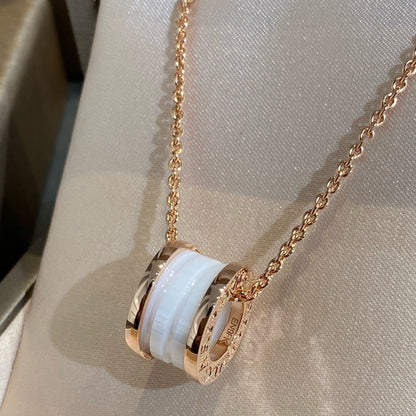 [Clover-Jewelry]ZERO 1 WHITE CERAMIC PINK GOLD NECKLACE