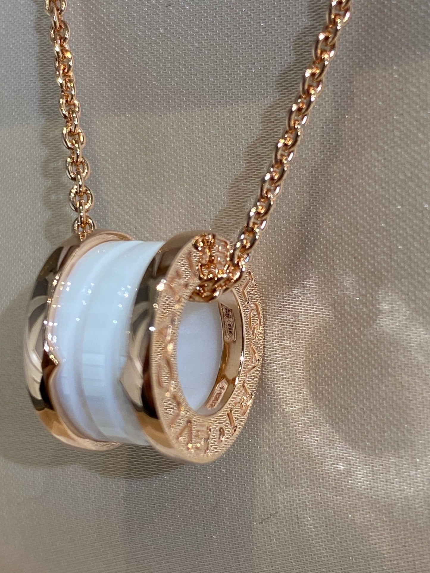 [Clover-Jewelry]ZERO 1 WHITE CERAMIC PINK GOLD NECKLACE