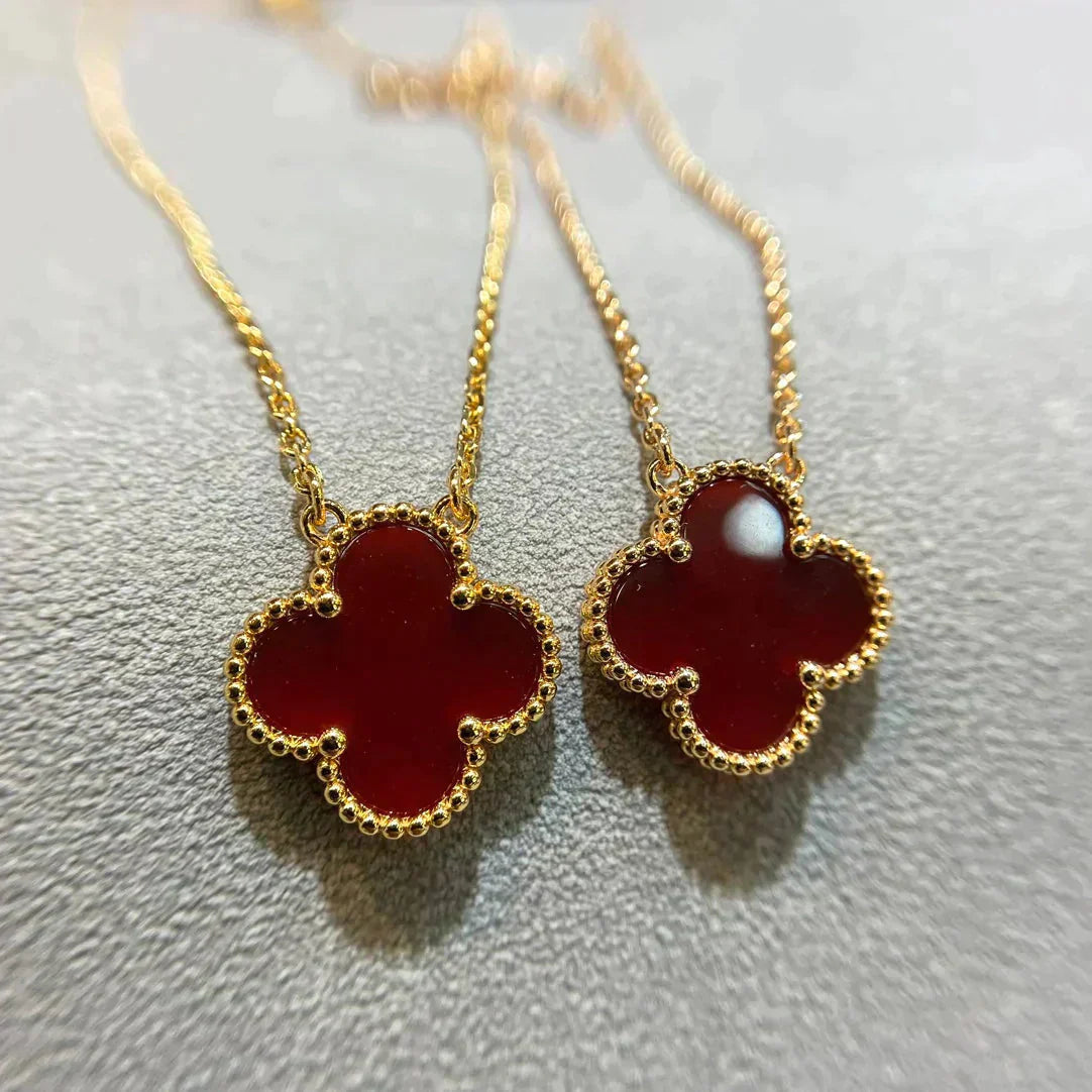 [Clover-Jewelry]CLOVER 15MM CARNELIAN SINGLE FLOWER NECKLACE