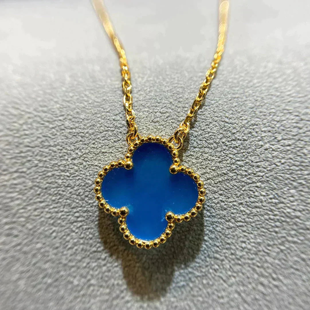 [Clover-Jewelry]CLOVER 15MM BLUE AGATE NECKLACE