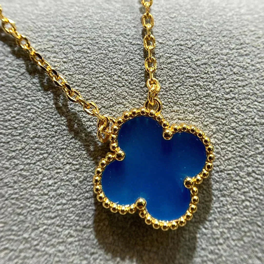 [Clover-Jewelry]CLOVER 15MM BLUE AGATE NECKLACE