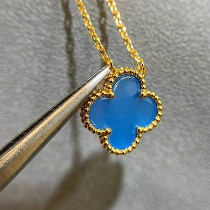 [Clover-Jewelry]CLOVER 15MM BLUE AGATE NECKLACE