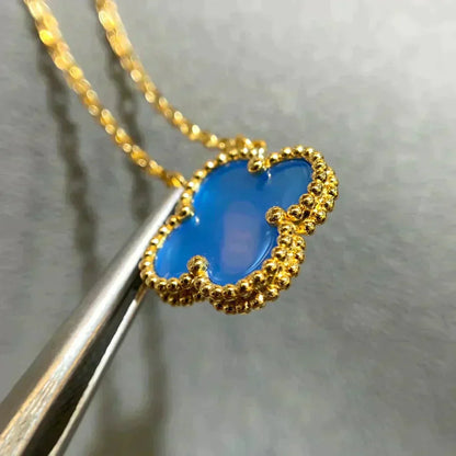 [Clover-Jewelry]CLOVER 15MM BLUE AGATE NECKLACE