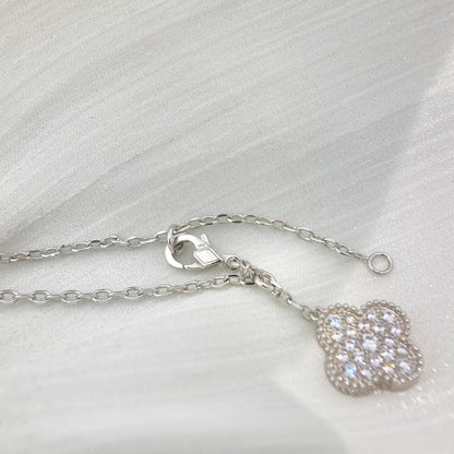 [Clover-Jewelry]CLOVER 5 MOTIFS SILVER DIAMONDS NECKLACE