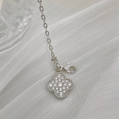 [Clover-Jewelry]CLOVER 5 MOTIFS SILVER DIAMONDS NECKLACE