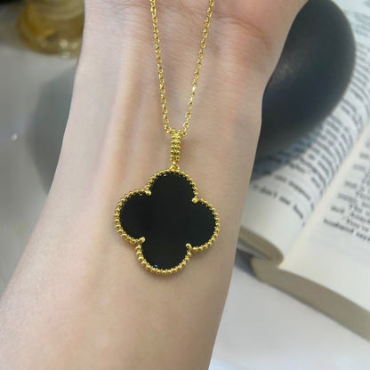 [Clover-Jewelry]CLOVER 25MM NECKLACE GOLD ONYX