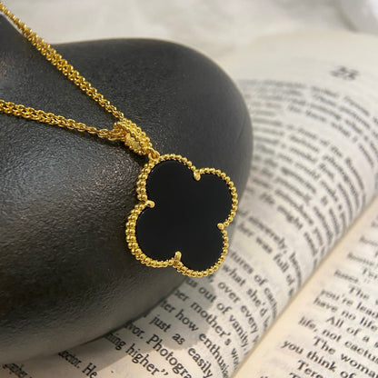 [Clover-Jewelry]CLOVER 25MM NECKLACE GOLD ONYX