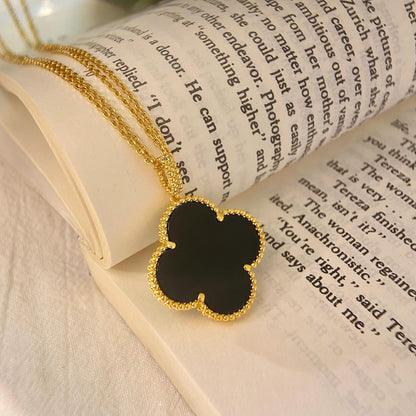 [Clover-Jewelry]CLOVER 25MM NECKLACE GOLD ONYX