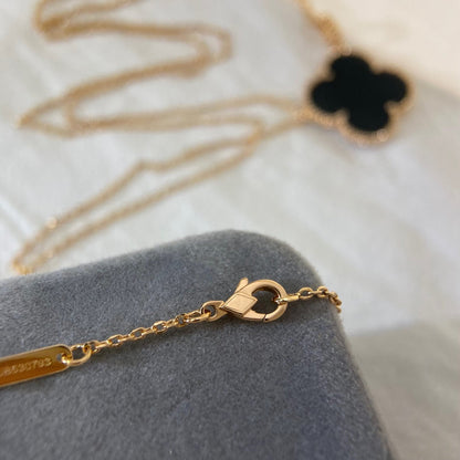 [Clover-Jewelry]CLOVER 25MM NECKLACE GOLD ONYX