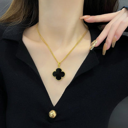 [Clover-Jewelry]CLOVER 25MM NECKLACE GOLD ONYX