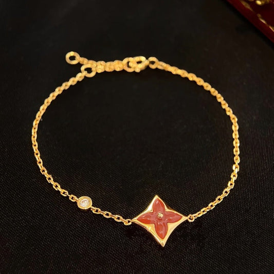 [Clover-Jewelry]COLOR STAR CARNELIAN PINK GOLD DIAMOND BRACELET