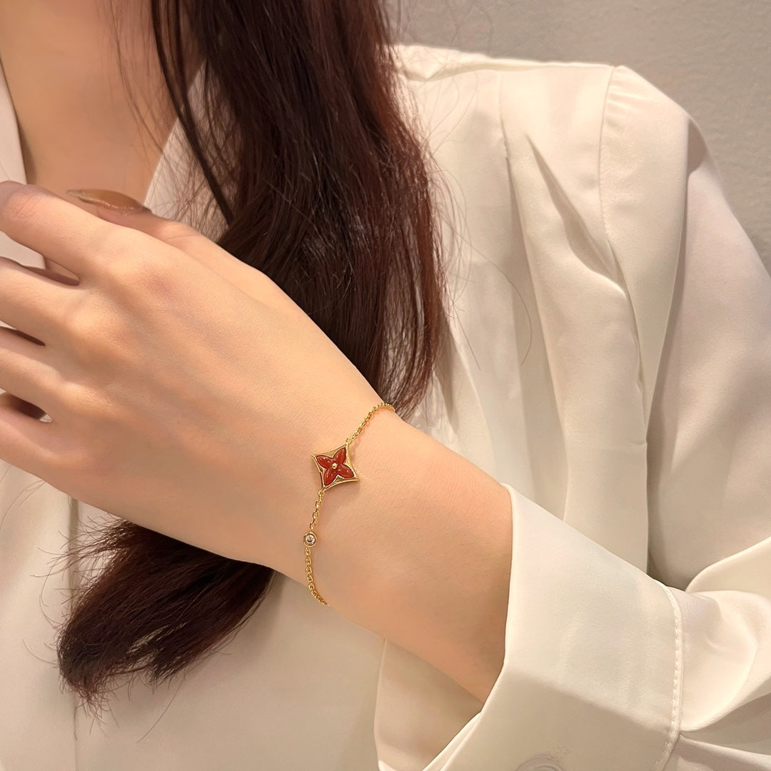 [Clover-Jewelry]COLOR STAR CARNELIAN PINK GOLD DIAMOND BRACELET