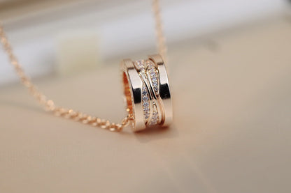 [Clover-Jewelry]ZERO 1 PINK GOLD DIAMOND NECKLACE