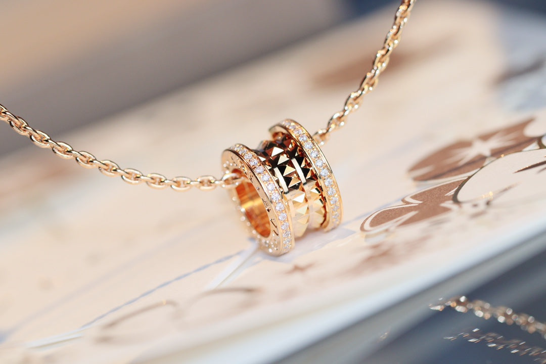 [Clover-Jewelry]ZERO 1 ROCK PEDANT PINK GOLD NECKLACE