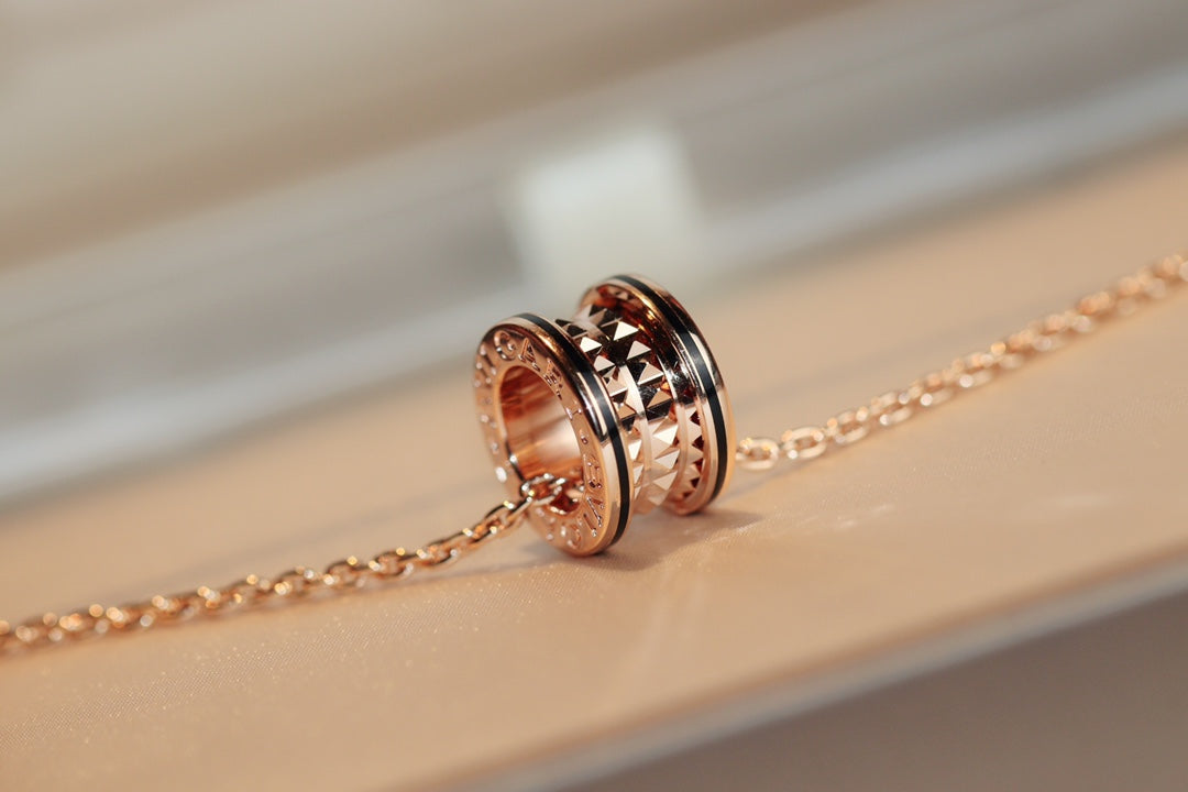 [Clover-Jewelry]ZERO 1 ROCK PEDANT PINK GOLD BLACK NECKLACE