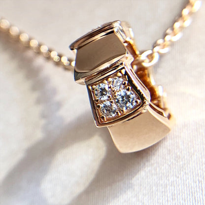 [Clover-Jewelry]SERPENTI PEDANT DIAMOND PINK GOLD NECKLACE