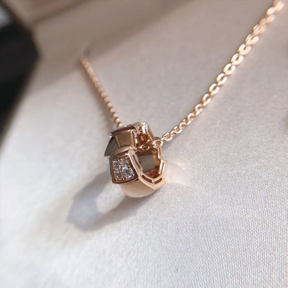 [Clover-Jewelry]SERPENTI PEDANT DIAMOND PINK GOLD NECKLACE