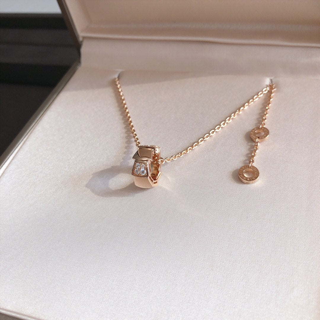 [Clover-Jewelry]SERPENTI PEDANT DIAMOND PINK GOLD NECKLACE