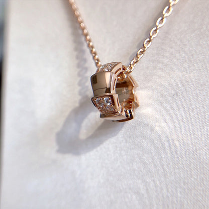 [Clover-Jewelry]SERPENTI PEDANT DIAMOND PINK GOLD NECKLACE