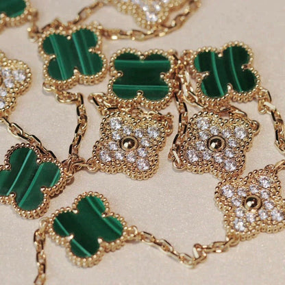 [Clover-Jewelry]CLOVER 20 MOTIFS MALACHITE DIAMOND NECKLACE