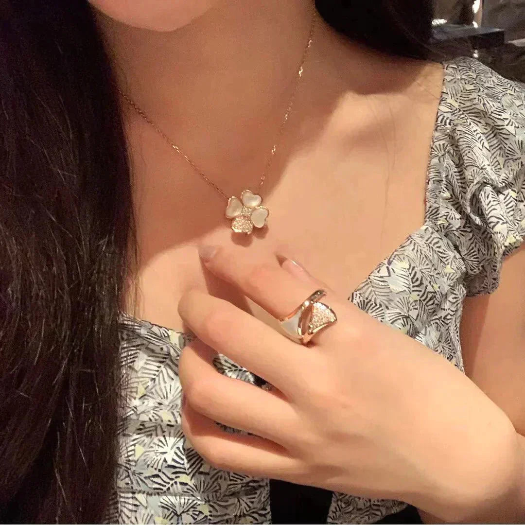 [Clover-Jewelry]CLOVER MOP DIAMOND ROSE GOLD NECKLACE