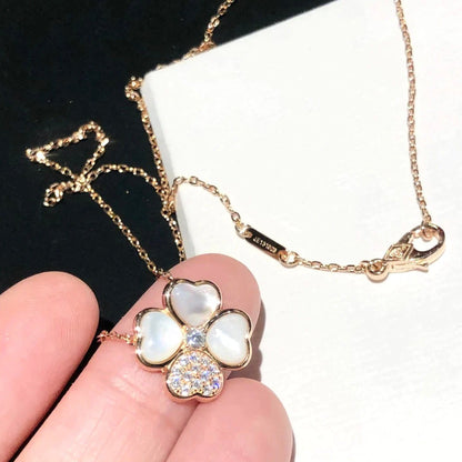 [Clover-Jewelry]CLOVER MOP DIAMOND ROSE GOLD NECKLACE