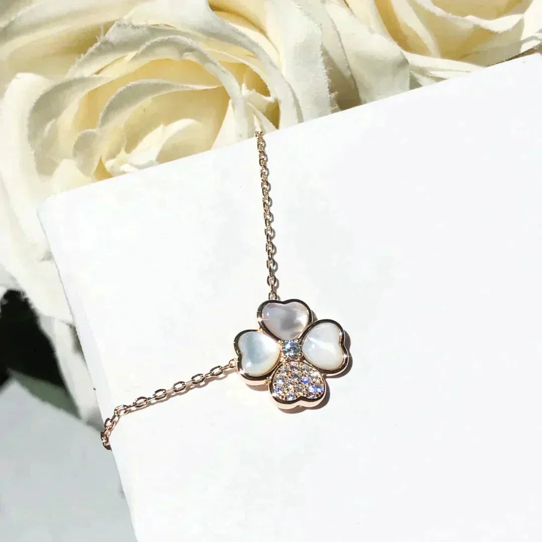 [Clover-Jewelry]CLOVER MOP DIAMOND ROSE GOLD NECKLACE