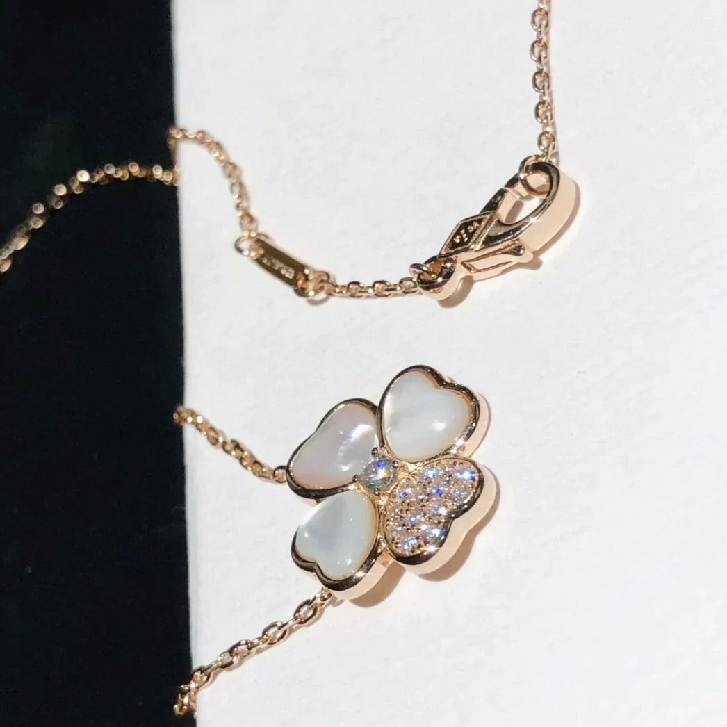 [Clover-Jewelry]CLOVER MOP DIAMOND ROSE GOLD NECKLACE