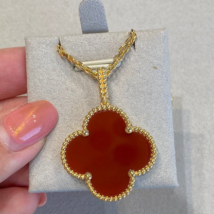 [Clover-Jewelry]CLOVER 25MM NECKLACE GOLD CARNELIAN