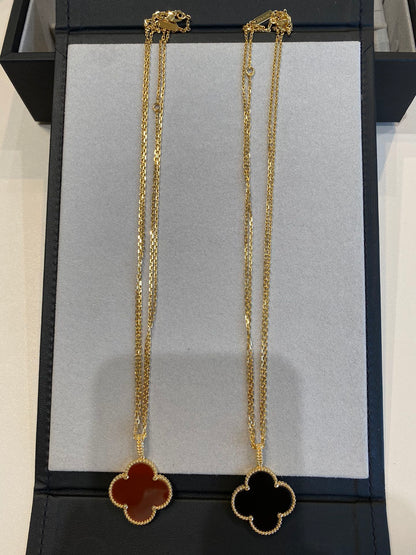 [Clover-Jewelry]CLOVER 25MM NECKLACE GOLD CARNELIAN