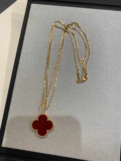 [Clover-Jewelry]CLOVER 25MM NECKLACE GOLD CARNELIAN