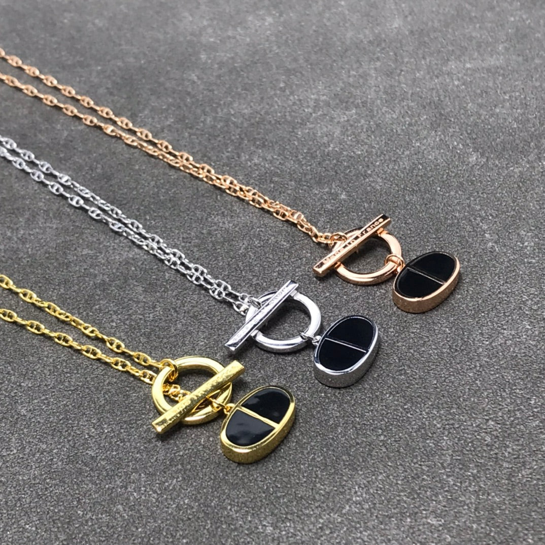 [Clover-Jewelry]CHAINE VERSO BLACK CERAMIC  NECKLACE