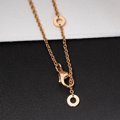 [Clover-Jewelry]ZERO 1 WHITE CERAMIC PINK GOLD DIAMOND NECKLACE