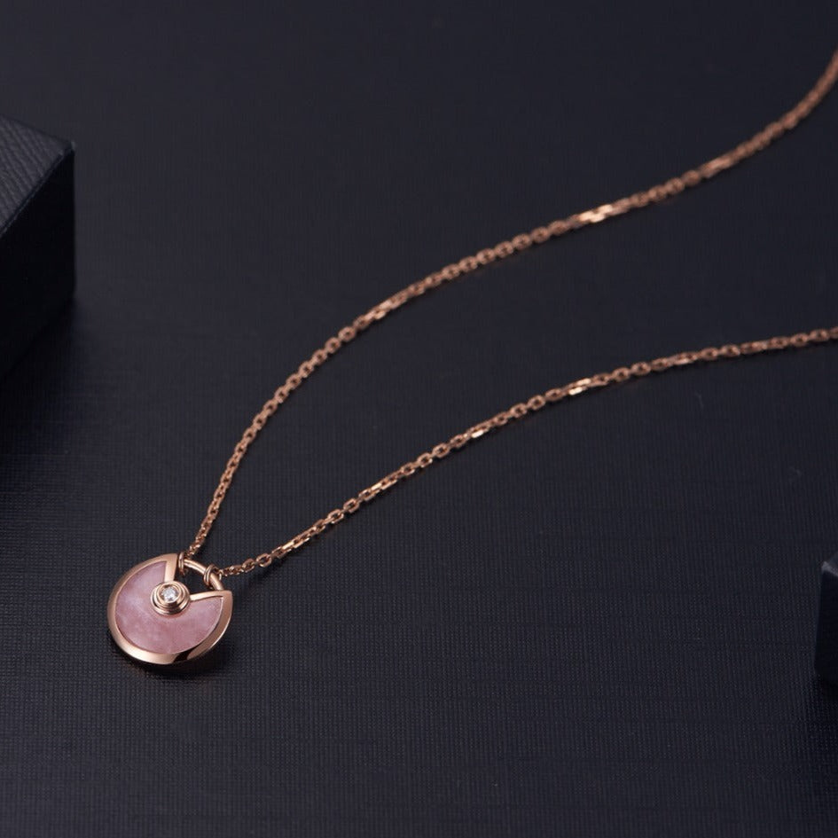 [Clover-Jewelry]AMULETTE ROSE GOLD PINK MOP NECKLACE